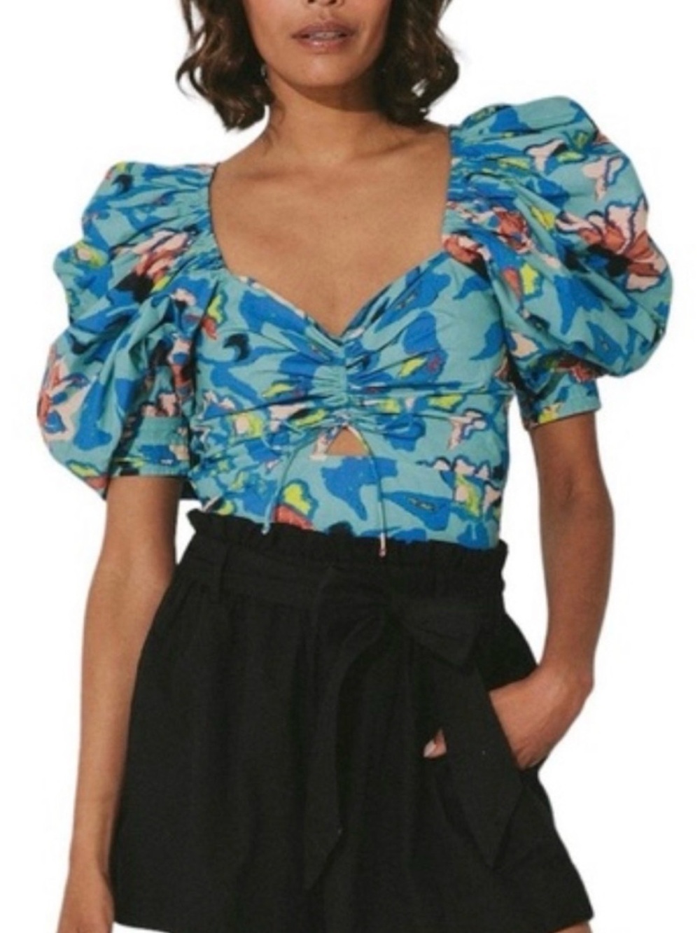 Cleobella “Ayla” Floral puff sleeve shirt - Medium